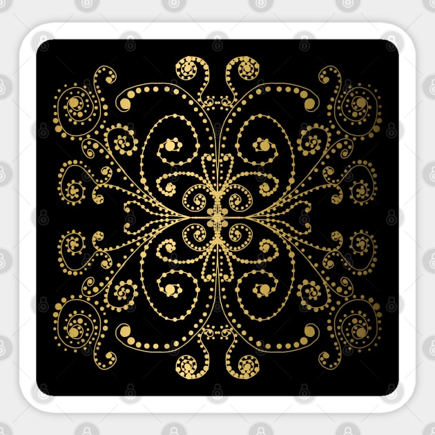 Black and Gold Swirls and Dots Doodle Graphic Design Sticker by PurposelyDesigned